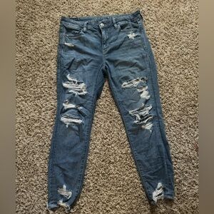 American Eagle Women’s Ne(x)t level stretch short distressed skinny jeans